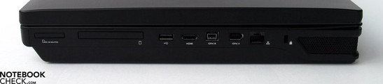 Rechte Seite: CardReader, USB 2.0, HDMI, Firewire 1394b, Firewire 1394b, LAN, Kensington Lock
