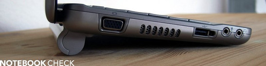 Linke Seite: VGA-Out, USB 2.0, Audio (Kopfhörer, Mikrofon)