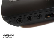 Mikrofon-Eingang, Line-Out und Kopfhörer-Ausgang auf der rechten Seite