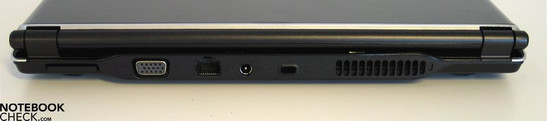 Rückseite: SD Cardreader, VGA, LAN, Stromversorgung, Kensington Lock