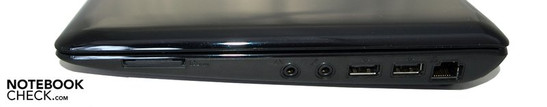 Rechte Seite: Kartenleser, Kopfhörer, Mikrofon, 2x USB-2.0, LAN