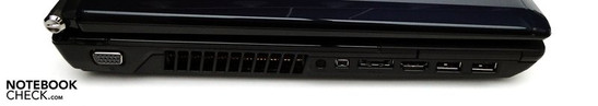 Linke Seite: VGA, Firewire, eSATA, HDMI, 2x USB