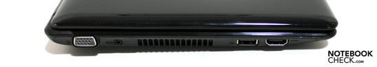 Linke Seite: VGA, Stromversorgung, USB, HDMI