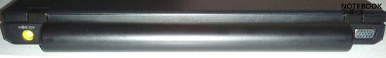 Rückseite: Stromanschluss, Akku, VGA
