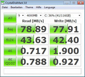 Crystal Disk Mark 78 MB/s Lesen & Schreiben