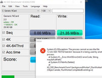AS SSD hängt sich mit einer Fehlermeldung im Test auf