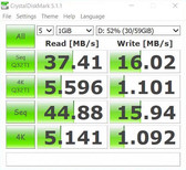 Crystal Disk Mark 5 einer 64 GB SD Karte von Samsung
