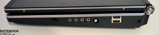 Rechte Seite: Audio, Antenne, USB/eSATA, Kensington