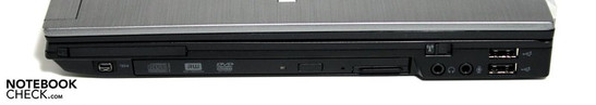 Rechte Seite: PCCard/ExpressCard, Firewire, Module Bay, Audio, 2x USB 2.0