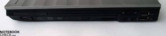 Rechte Seite: ExpressCard, Firewire, DVD Laufwerk, Audio Ports, 2x USB 2.0