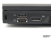 SmartCard Leser,  WiFi-Hauptschalter, IEEE 1394, Audio-Schnittstellen und zwei weitere USB-Schnittstellen, im hinteren Bereich der rechten Seitenkante.