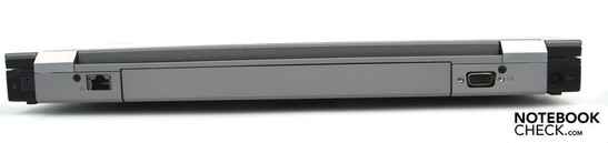 Rückseite: Dummy statt optionalem RJ11 (Modem) RJ-45 (LAN), Akku, VGA, Stromanschluss