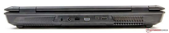 Rückseite: Schloss, Strom, Gigabit-LAN, VGA, Mini DisplayPort, HDMI