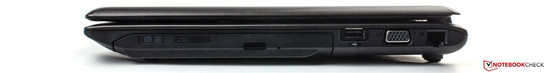 Rechts: optisches Laufwerk, USB 2.0, VGA, LAN