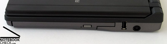 rechte Seite: DVD Laufwerk, USB, Netzanschluss