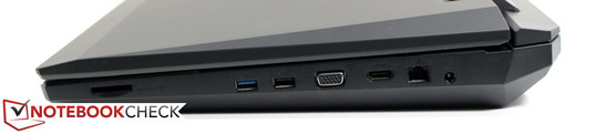 Rechte Seite: Cardreader, USB 3.0, USB 2.0, VGA, HDMI, LAN, Stromversorung