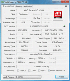 GPU-Z: Radeon HD 6970M CF
