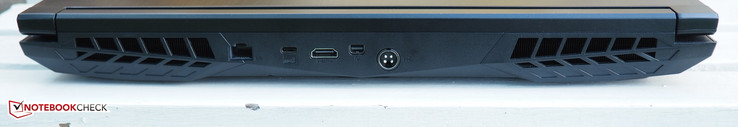 Rückseite: RJ45-LAN, USB 3.1 Typ C, HDMI, Mini DisplayPort, Stromeingang