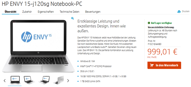 HP Envy 15-j120sg