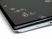 Beiden Notebook Serien gleich ist die "Imprint" Lackierung, die verschiedene Ornamente zeigt und mit einer Hochglanzoberfläche vollendet ist.