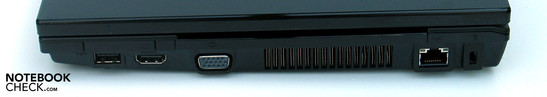 Rechts: Netzanschluß, optisches Laufwerk, Modem, 2x USB