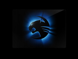Dark Glow - mittiges schwarzes Roccat Logo mit Blauer "Hinterleuchtung"