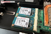 Zwei kleine mSATA-SSDs laufen im RAID-0-Modus.