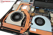 Die CPU (rechts) gibt einen Teil ihrer Abwärme an den GPU-Lüfter (links) weiter.