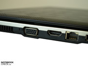Zu den Videoanschlüsse in der Mitte der linke Seite gehört auch ein HDMI-Anschluss für die digitale Bild- und Tonübertragung.