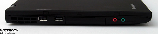 Linke Seite: 2x USB 2.0, Audio Ports