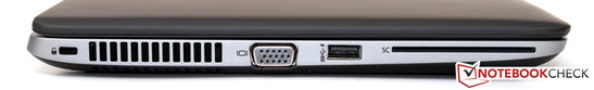 linke Seite: Kensington Lock, VGA, USB 3.0, SmartCard-Reader