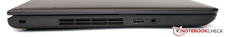 linke Seite: Kensington Lock, Luftauslass, USB 3.0, Headset-Buchse