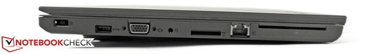 Links: Netzanschluss, USB 3.0, Kombinierter Audio in/out, Cardreader, LAN, Smartcardreader