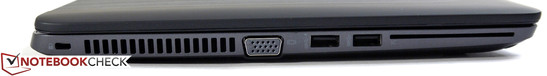 links: Kensington Lock, VGA, 2 x USB 3.0, Smart Card Reader