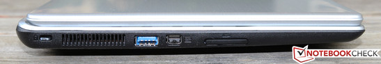 linke Seite: Kensington Lock, USB 3.0, Acer Converter Cable Port, SD-Kartenleser