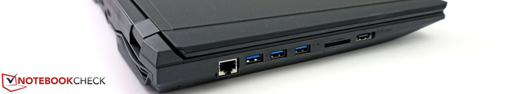 links: Gigabit-LAN, 3 x USB 3.0, PCIe Cardreader, eSATA/USB 3.0