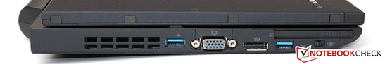 Linke Seite: USB 3.0, VGA, DisplayPort, USB 3.0, ExpressCard/54
