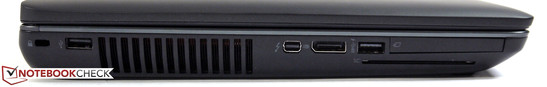 Links: Kensington-Lock, USB 2.0, Thunderbolt, DisplayPort, USB 3.0, Smart Card Reader, ExpressCard 54/34