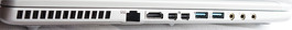 links: Lüftungsgitter, LAN, HDMI, 2x DisplayPort, 2x USB 3.0, Kopfhörer, Line-In, Mikrofon
