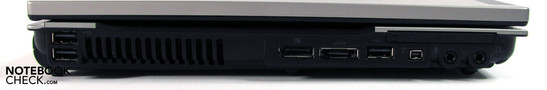 Linke Seite: 2x USB, Displayport, eSata, USB, FW, Audio