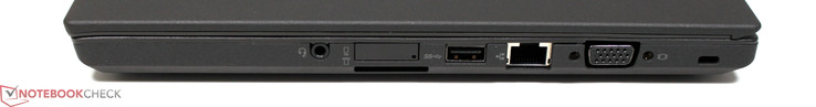 rechte Seite: Audio-Combo, USB 3.0, LAN, VGA, Kensington