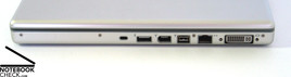 Rechte Seite: Kensington Lock, USB 2.0, FireWire 400, FireWire 800, Gigabit-Ethernet, DVI (Dual DVI tauglich)