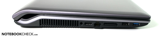Linke Seite: HDMI, LAN, Cardreader, USB 2.0, USB 3.0