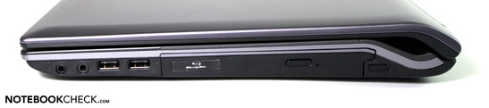 Rechte Seite: Audio (S/PDIF), 2x USB 2.0, Blu-Ray