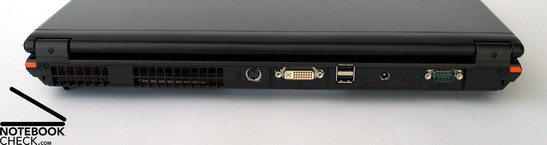 Rückseite: Lüfter, S-Video, DVI, 2x USB 2.0, Netzanschluss, seriell