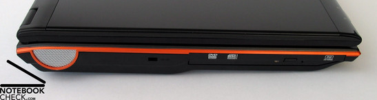 Linke Seite: Kensington Lock,  DVD Laufwerk