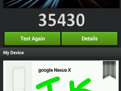 Mit 35.430 Punkten fällt ein erstes AnTuTu-Benchmarkergebnis des Nexus X erstaunlich gering aus (Bild: TKTechNews)