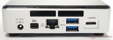 Rückseite: Power, DisplayPort, LAN, 2x USB 3.0, Mini HDMI