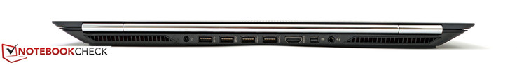 Heck: Netzanschluss, 4 x USB 3.0, HDMI, Mini-DisplayPort, Audio