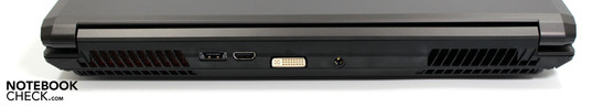 Rückseite: eSATA/USB, HDMI, DVI-I, Netzanschluss